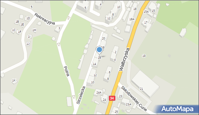 Świebodzice, Strzelecka, 16, mapa Świebodzice