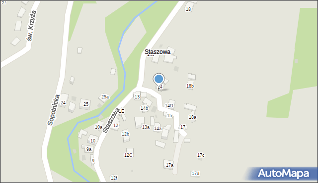 Szczawnica, Staszowa, 14E, mapa Szczawnica