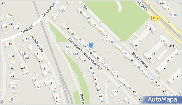 Szczecin, Stanisława Leszczyńskiego, 65, mapa Szczecina