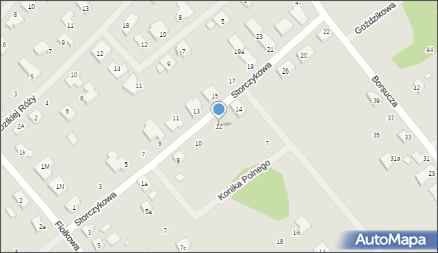 Szczecin, Storczykowa, 12, mapa Szczecina