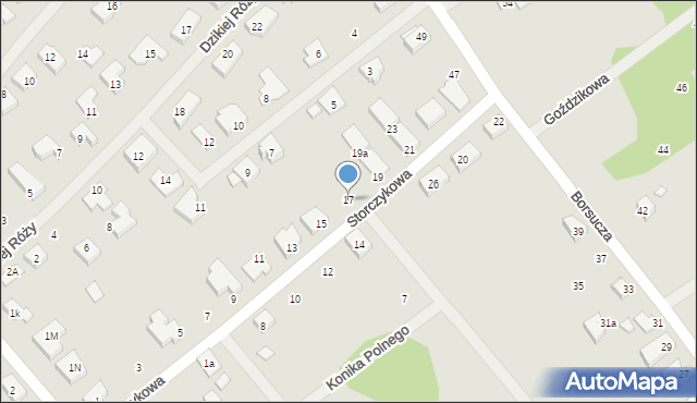 Szczecin, Storczykowa, 17, mapa Szczecina