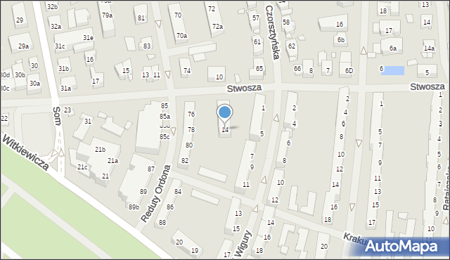 Szczecin, Stwosza Wita, 14, mapa Szczecina