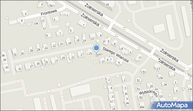 Szczecin, Starego Wiarusa, 13, mapa Szczecina