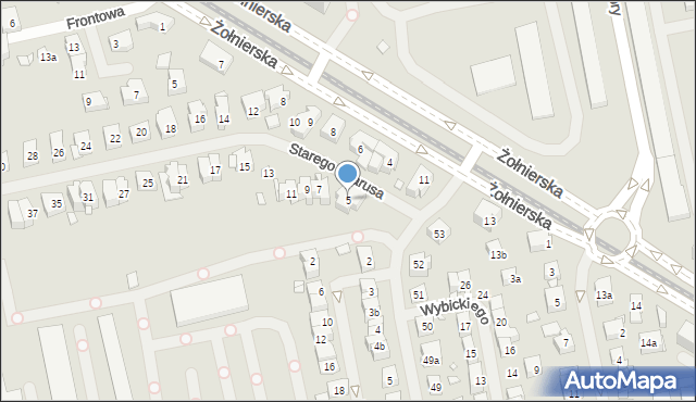 Szczecin, Starego Wiarusa, 5, mapa Szczecina