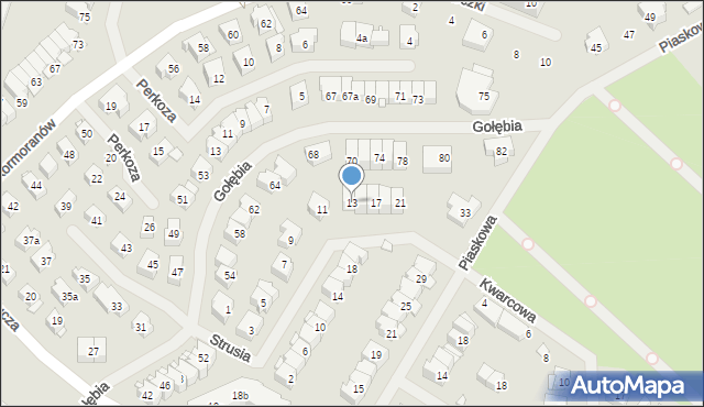 Szczecin, Strusia, 13, mapa Szczecina