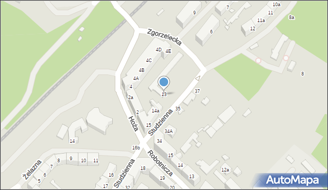 Szczecin, Studzienna, 13, mapa Szczecina
