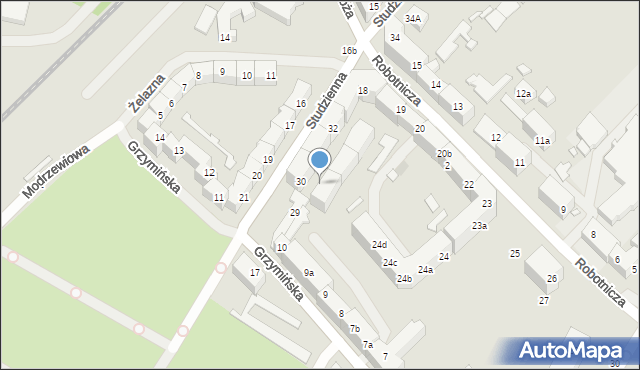 Szczecin, Studzienna, 30-OF, mapa Szczecina