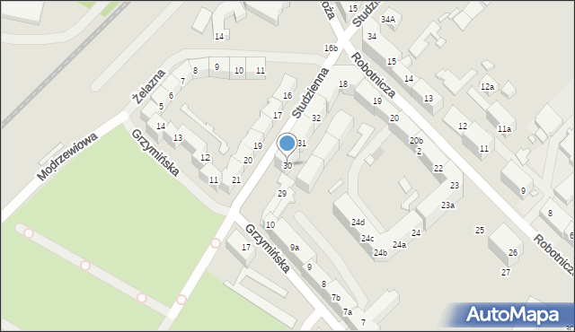 Szczecin, Studzienna, 30, mapa Szczecina