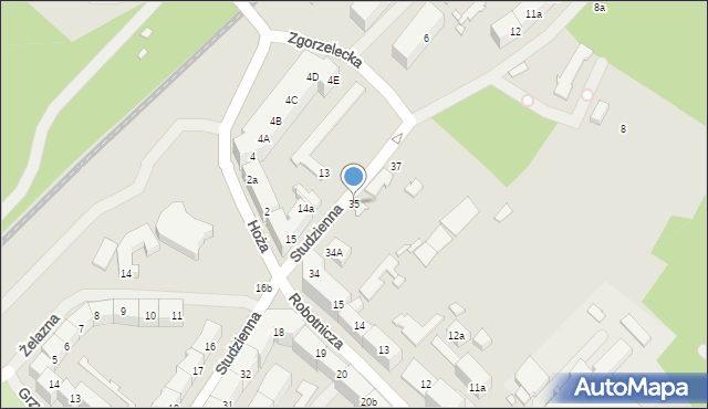 Szczecin, Studzienna, 35, mapa Szczecina