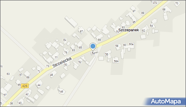 Szczepanek, Strzelecka, 54, mapa Szczepanek