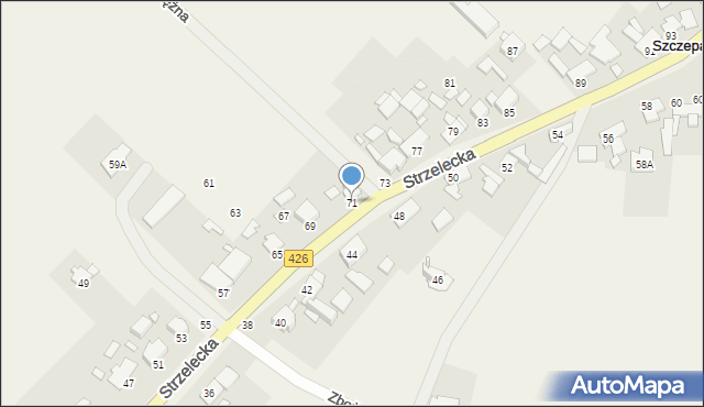 Szczepanek, Strzelecka, 71, mapa Szczepanek