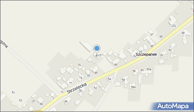 Szczepanek, Strzelecka, 87, mapa Szczepanek