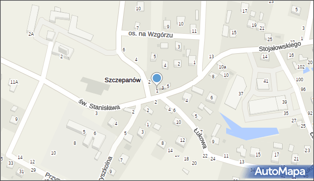 Szczepanów, Stojałowskiego Stanisława, ks., 1, mapa Szczepanów
