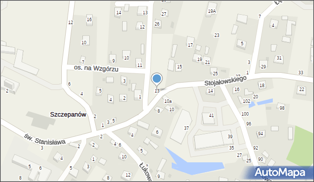 Szczepanów, Stojałowskiego Stanisława, ks., 13, mapa Szczepanów