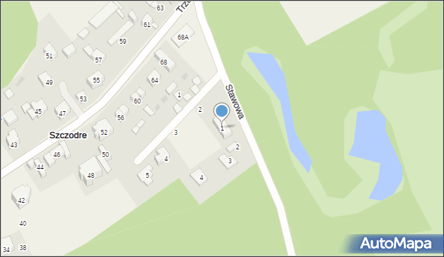 Szczodre, Stawowa, 1, mapa Szczodre