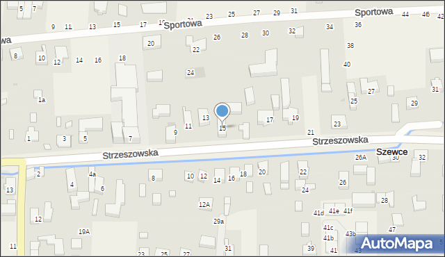 Szewce, Strzeszowska, 15, mapa Szewce