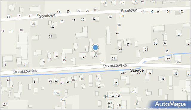 Szewce, Strzeszowska, 19, mapa Szewce
