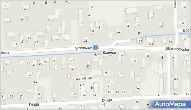 Szewce, Strzeszowska, 26A, mapa Szewce