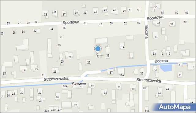 Szewce, Strzeszowska, 31, mapa Szewce