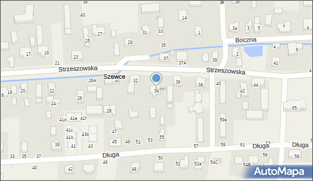 Szewce, Strzeszowska, 34, mapa Szewce