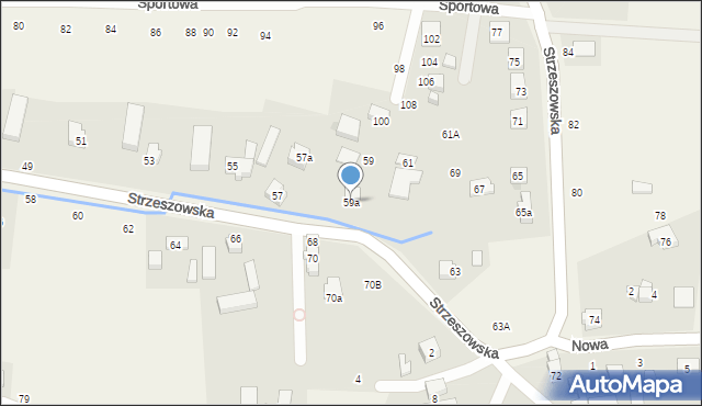 Szewce, Strzeszowska, 59a, mapa Szewce