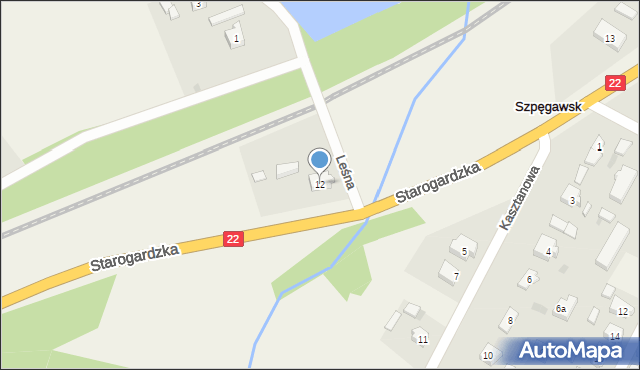 Szpęgawsk, Starogardzka, 12, mapa Szpęgawsk