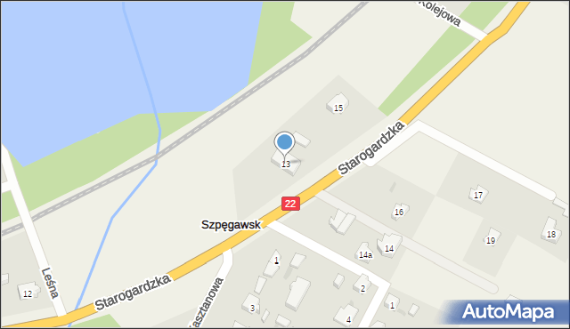 Szpęgawsk, Starogardzka, 13, mapa Szpęgawsk