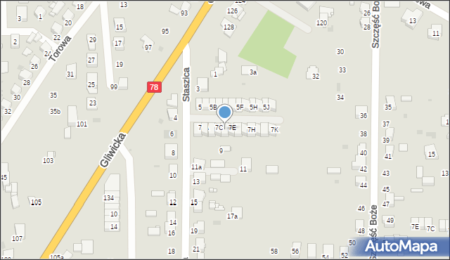 Tarnowskie Góry, Staszica Stanisława, 7D, mapa Tarnowskie Góry