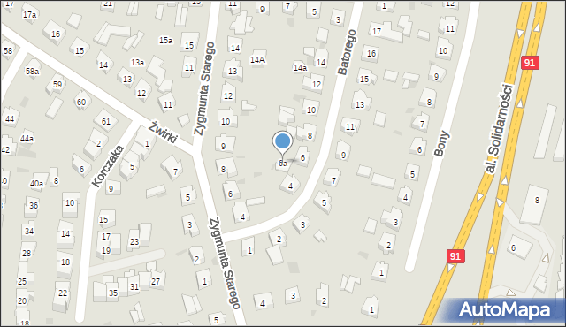 Tczew, Stefana Batorego, 6a, mapa Tczew