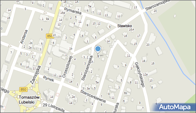 Tomaszów Lubelski, Starozamojska, 8, mapa Tomaszów Lubelski