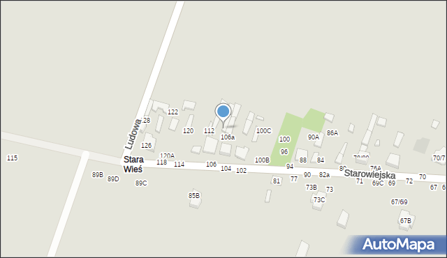 Tomaszów Mazowiecki, Starowiejska, 108, mapa Tomaszów Mazowiecki