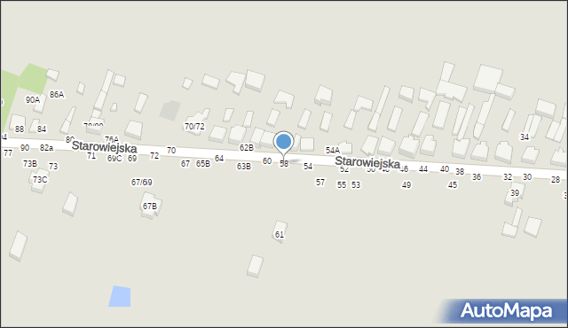 Tomaszów Mazowiecki, Starowiejska, 58, mapa Tomaszów Mazowiecki