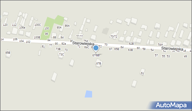 Tomaszów Mazowiecki, Starowiejska, 67/69, mapa Tomaszów Mazowiecki