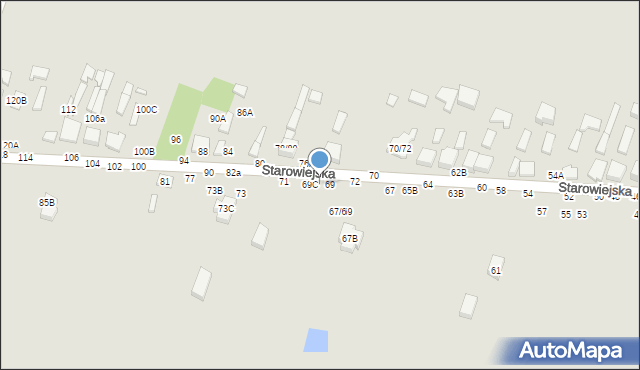 Tomaszów Mazowiecki, Starowiejska, 69B, mapa Tomaszów Mazowiecki