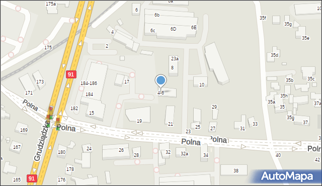 Toruń, Stalowa, 4-6, mapa Torunia