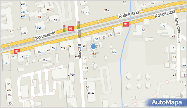 Toruń, Stefana Batorego, 26a, mapa Torunia