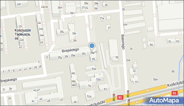 Toruń, Stefana Batorego, 35a, mapa Torunia
