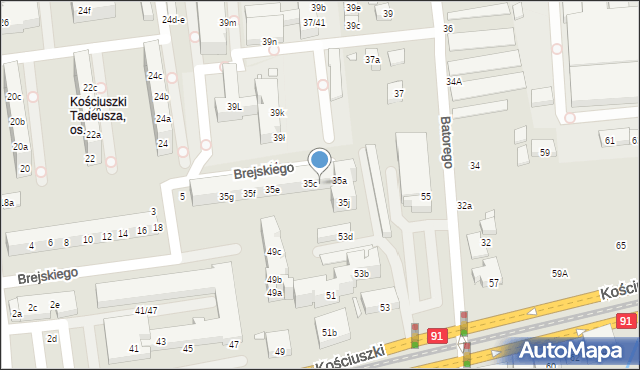 Toruń, Stefana Batorego, 35b, mapa Torunia