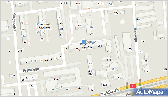 Toruń, Stefana Batorego, 35f, mapa Torunia