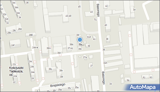 Toruń, Stefana Batorego, 39d, mapa Torunia