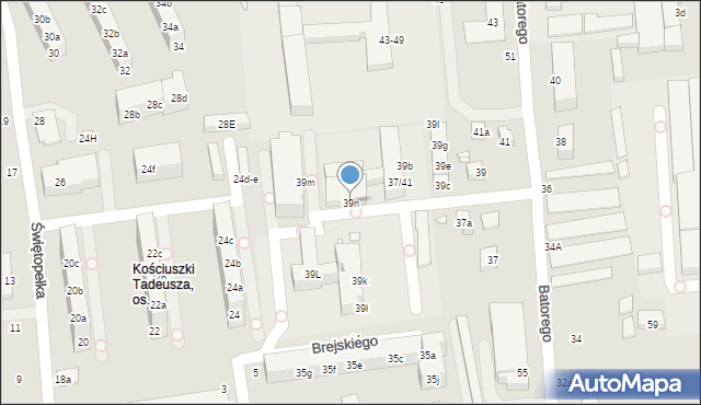 Toruń, Stefana Batorego, 39n, mapa Torunia