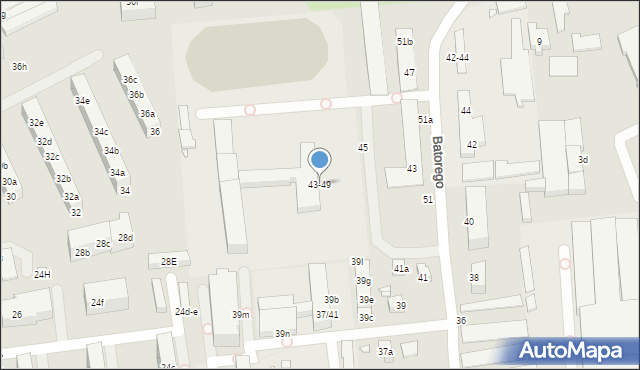 Toruń, Stefana Batorego, 43-49, mapa Torunia