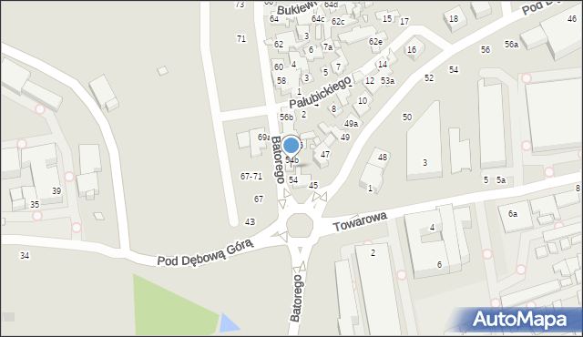 Toruń, Stefana Batorego, 54a, mapa Torunia