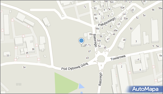 Toruń, Stefana Batorego, 67b, mapa Torunia