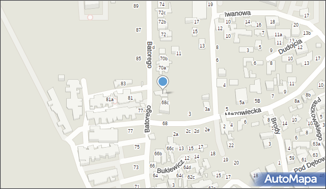Toruń, Stefana Batorego, 68d, mapa Torunia