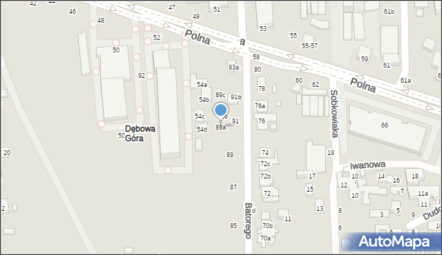 Toruń, Stefana Batorego, 89a, mapa Torunia