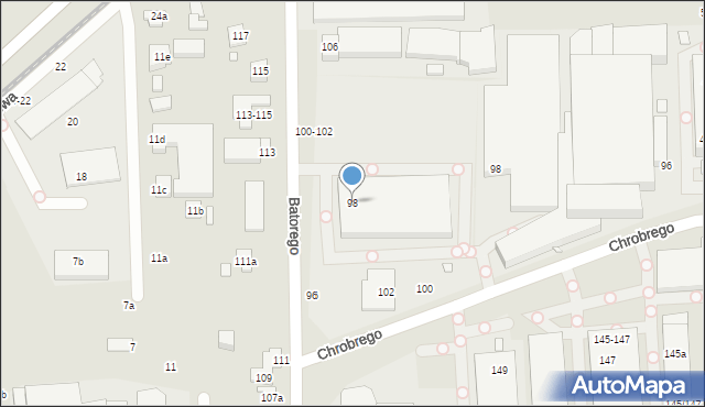 Toruń, Stefana Batorego, 98, mapa Torunia