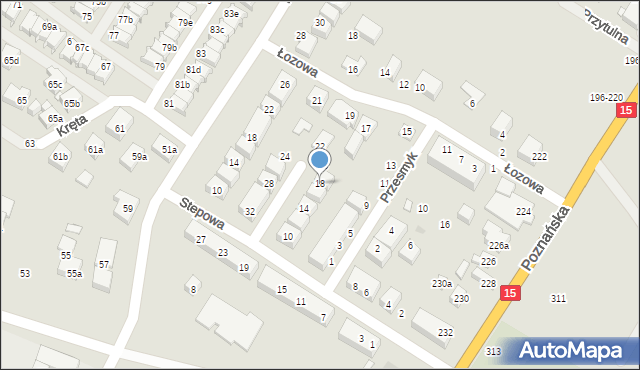 Toruń, Stepowa, 18, mapa Torunia