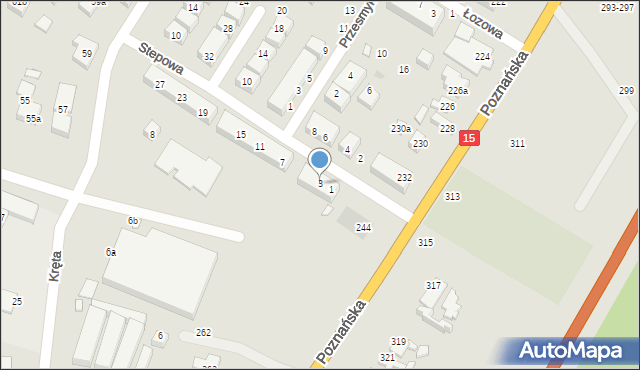 Toruń, Stepowa, 3, mapa Torunia
