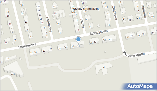 Toruń, Storczykowa, 42, mapa Torunia